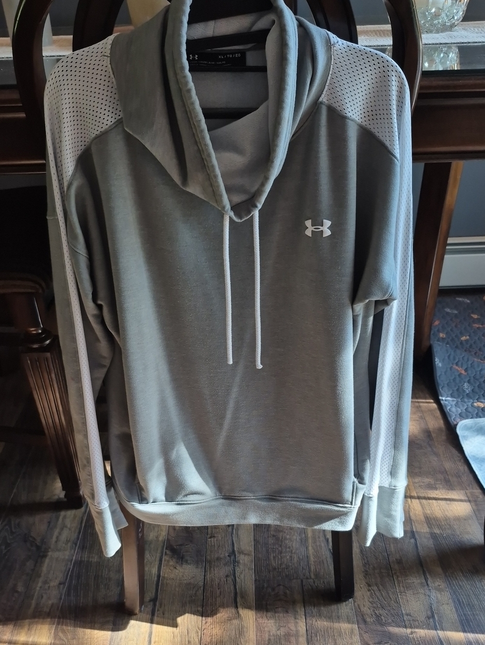 Under Armour Women’s Gray Cowl Neck Pullover with White Mesh Accents